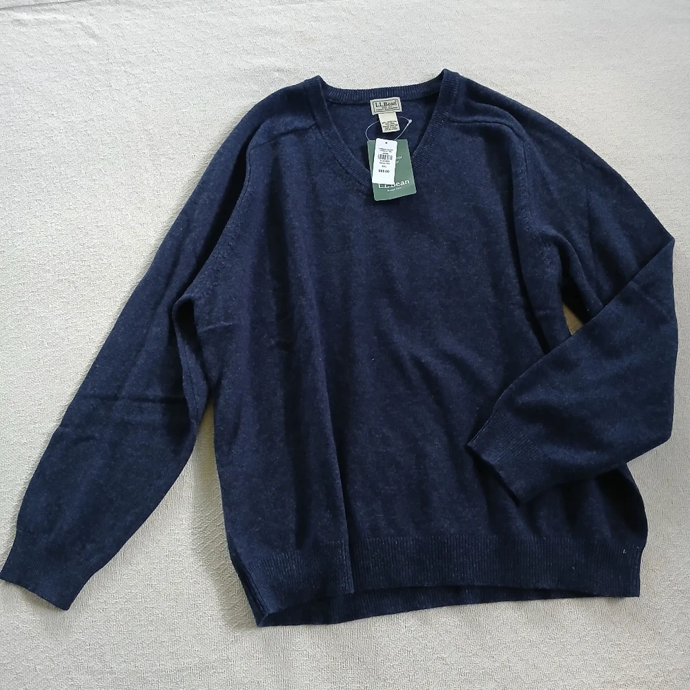 l.l bean ♡ lambswool sweater mens xxl blue v neck dad grandpa vintage preppy